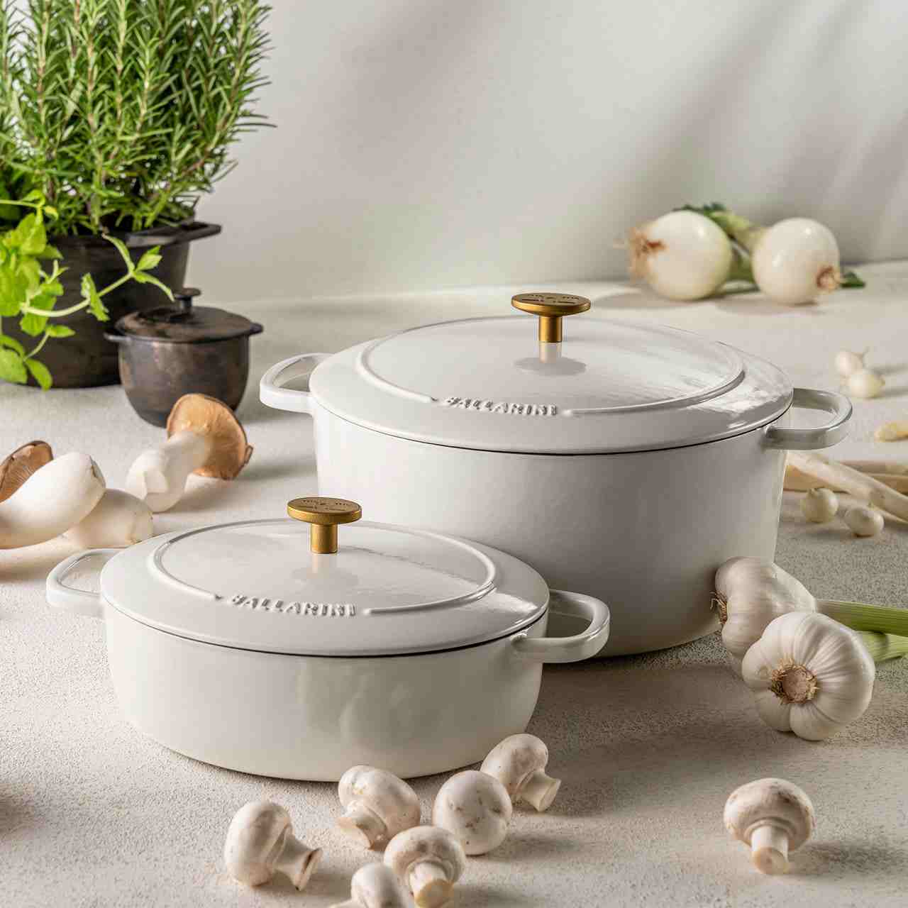 Ballarini Cast Iron Dutch Oven | White | 5.75 Quart - Kitchen Switchen