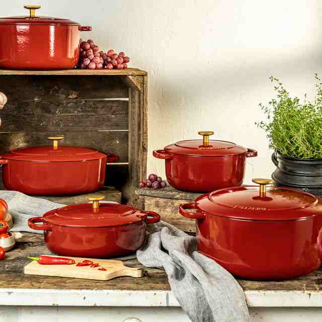 Cast Iron Dutch Oven By Ballarini | 5.75 Quart | Red - Kitchen Switchen