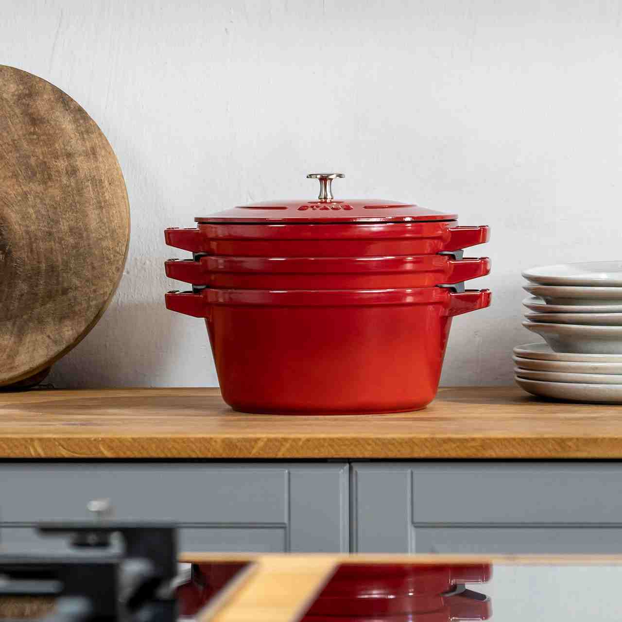 Staub Cast Iron Stackable Set | 4 Piece | Grenadine - Kitchen Switchen