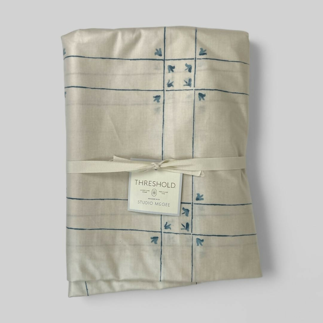 60x84 Windowpane Oiled Tablecloth Blue - Threshold designed with Studio McGee