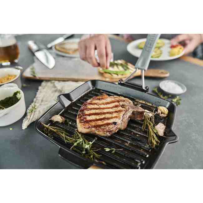 Staub Portable Folding Grill | 9.5 Inch | Matte Black - Kitchen Switchen