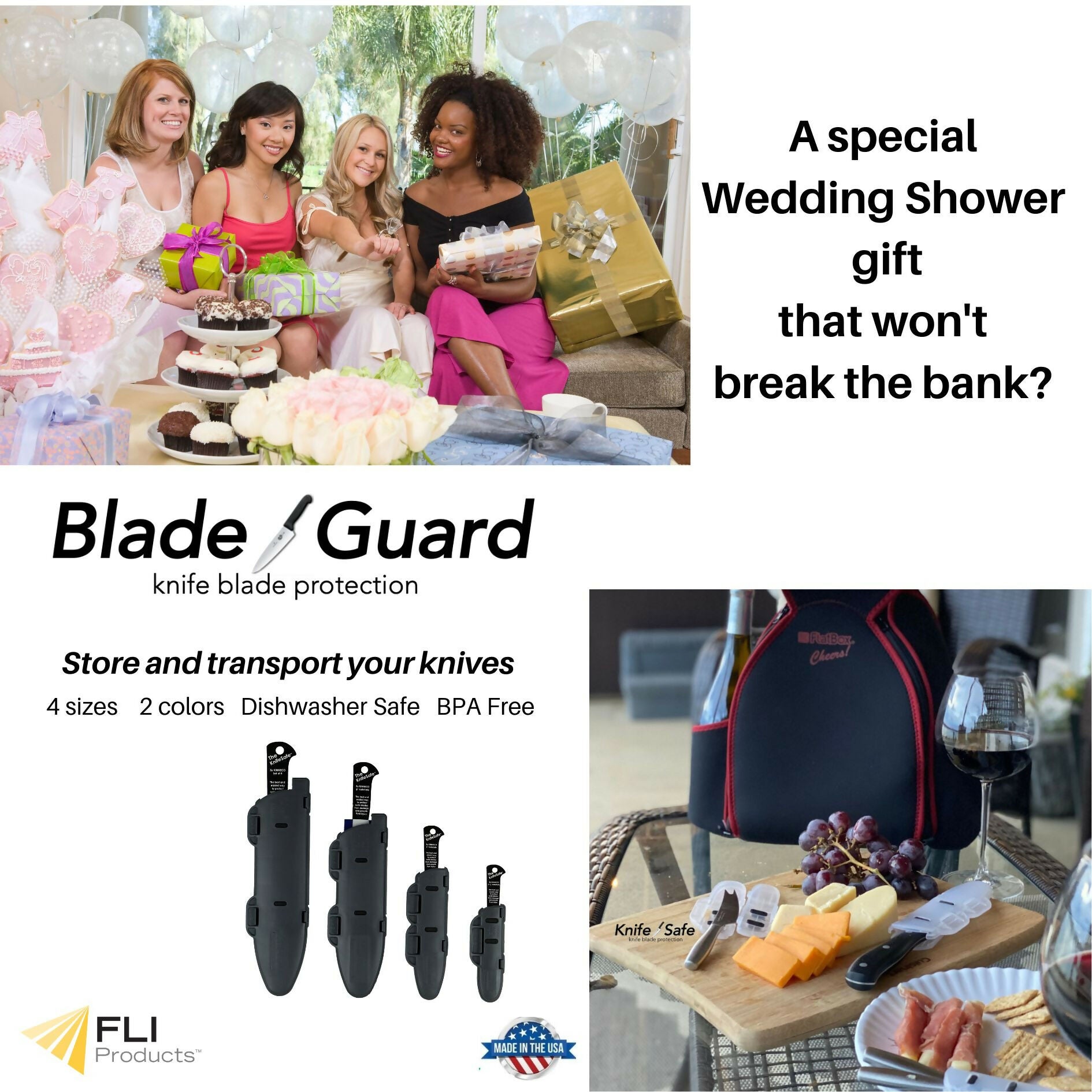 Blade Guard Secure Knife Blade Edge Protection Cover, Sheath, 4PK Set (4in, 6in, 8in, 10in)