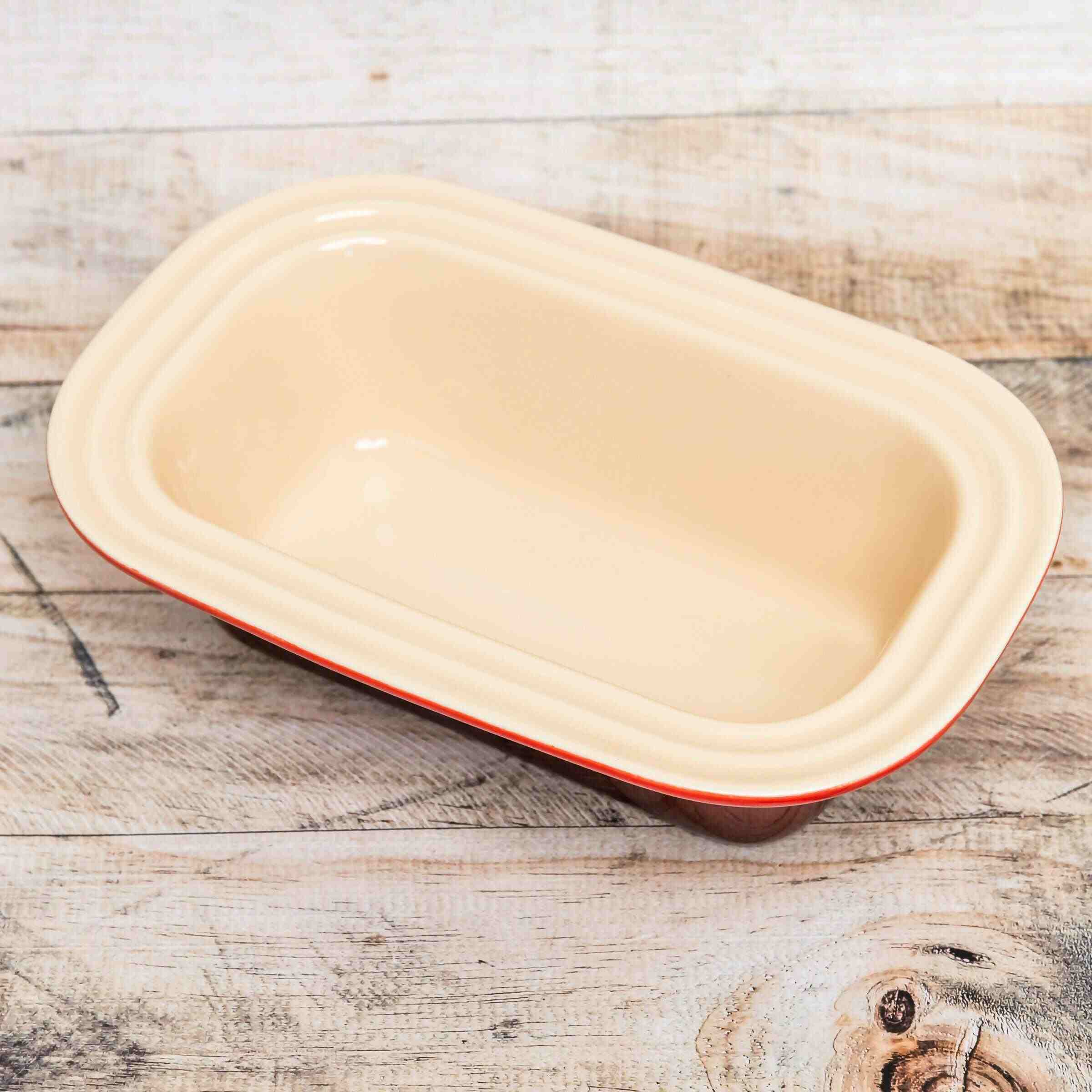 Gently Used, Pre-owned, Cerise Le Creuset Loaf Pan, top