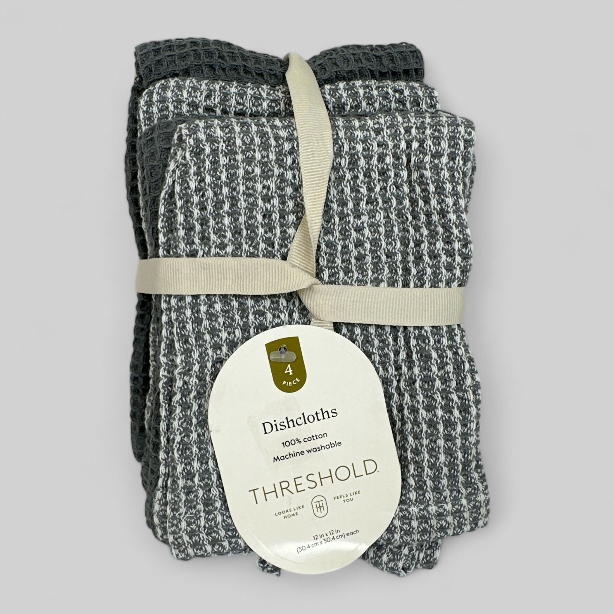 4pk Cotton Waffle Dishcloths Gray - Threshold