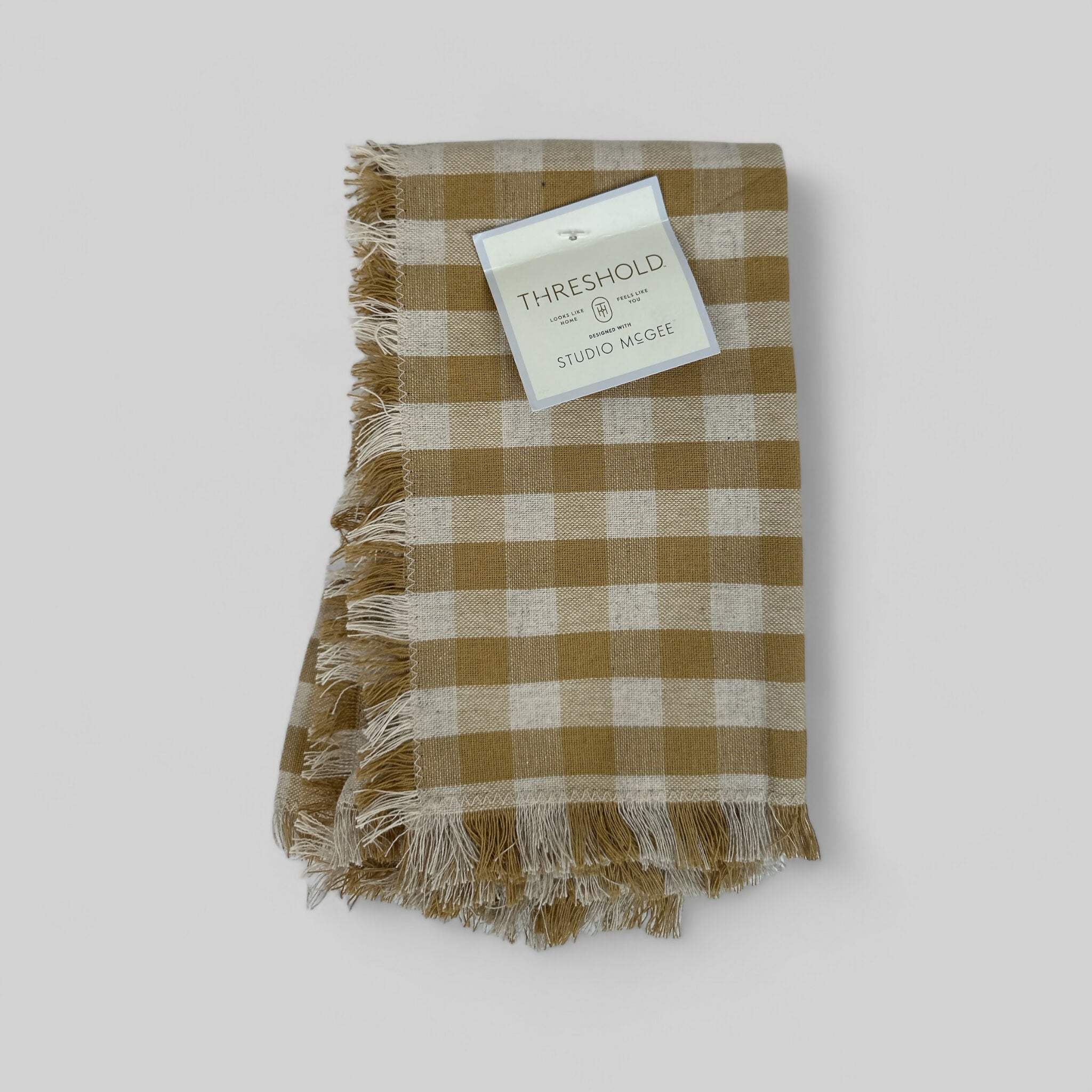 4pk Basket Tan Gingham Napkins - Threshold designed with Studio McGee