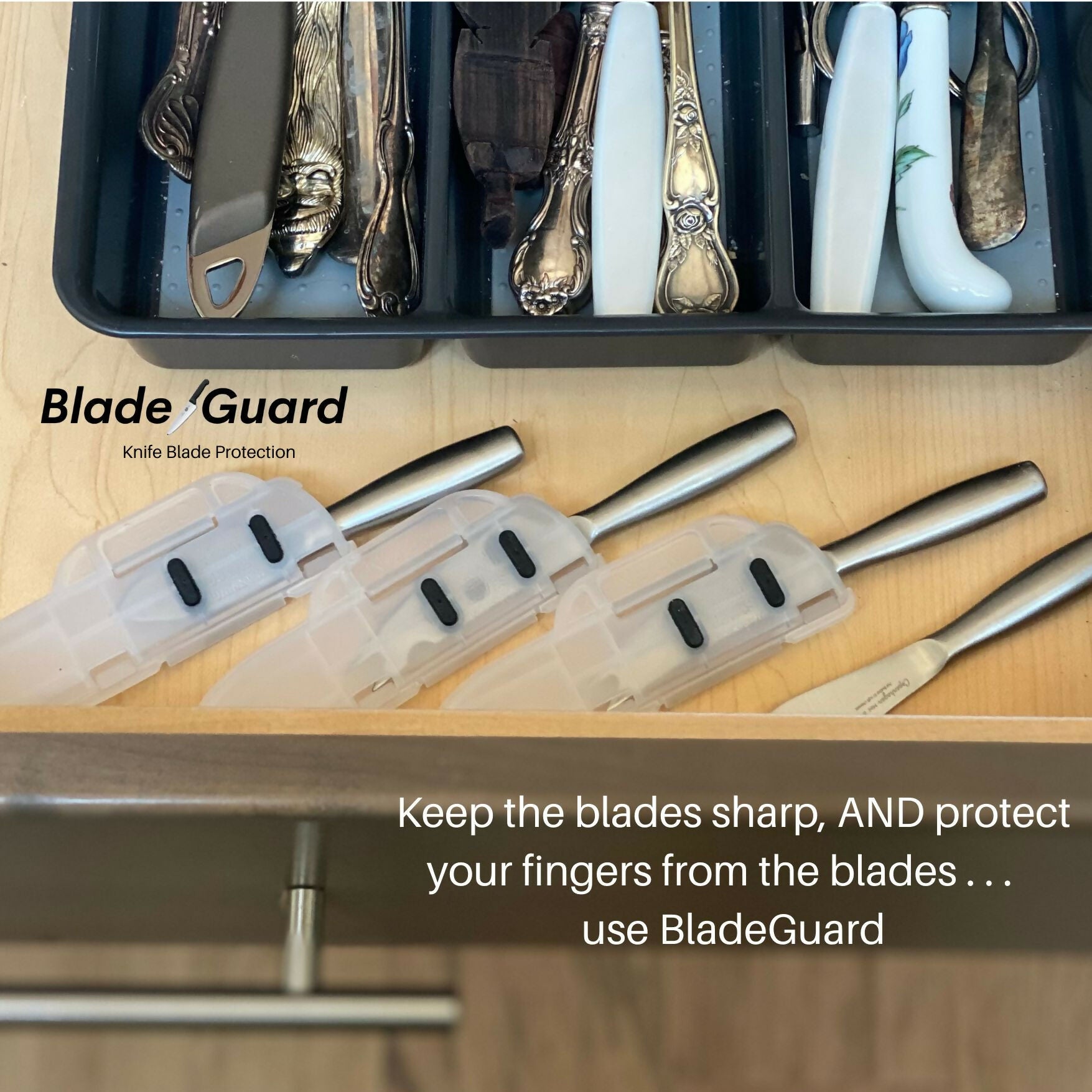 Blade Guard Secure Knife Blade Edge Protection Cover, Sheath, 4PK Set (4in, 6in, 8in, 10in)