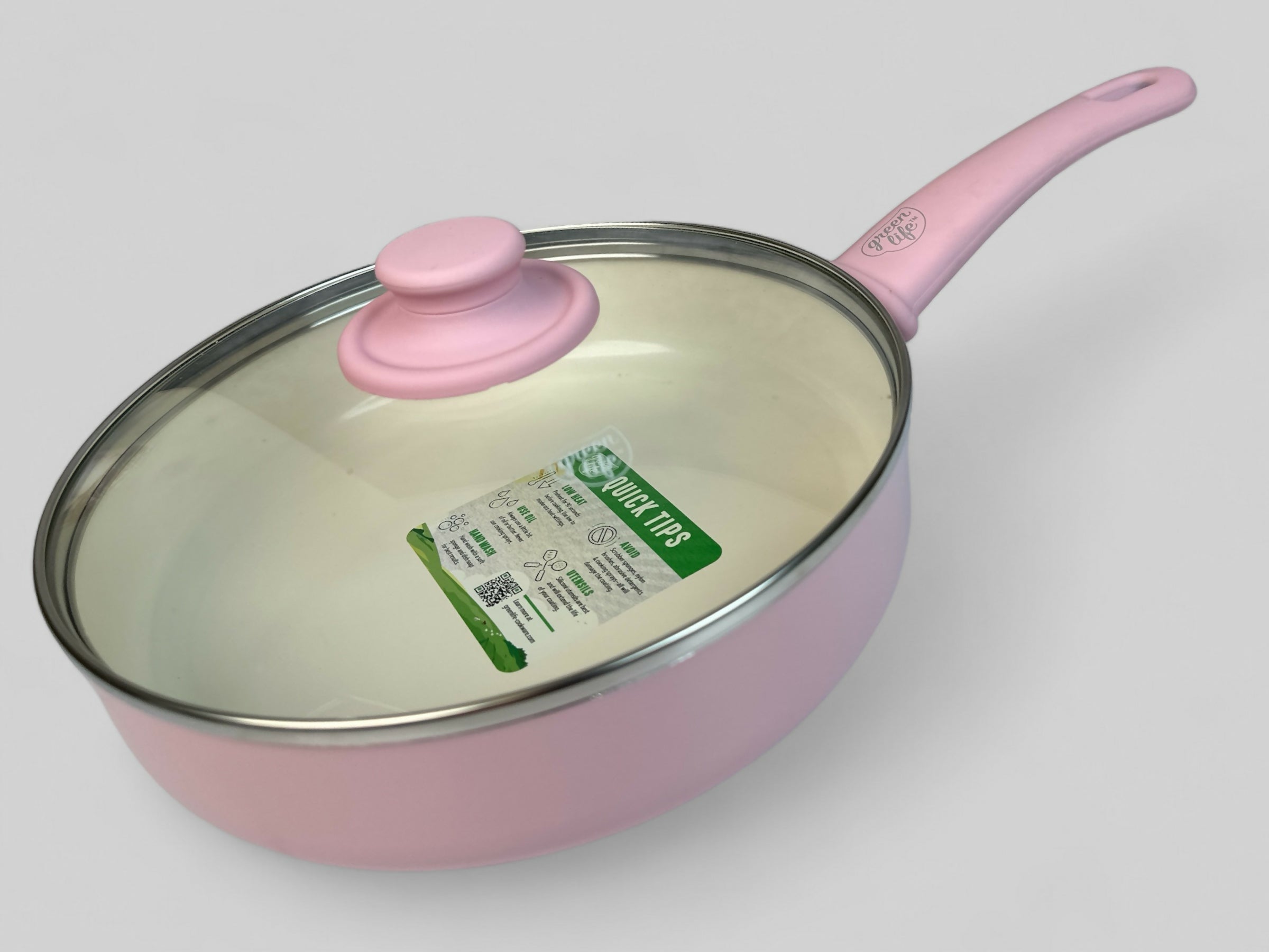 2.5 Quart Sauté Pan With Lid | Pink | GreenLife