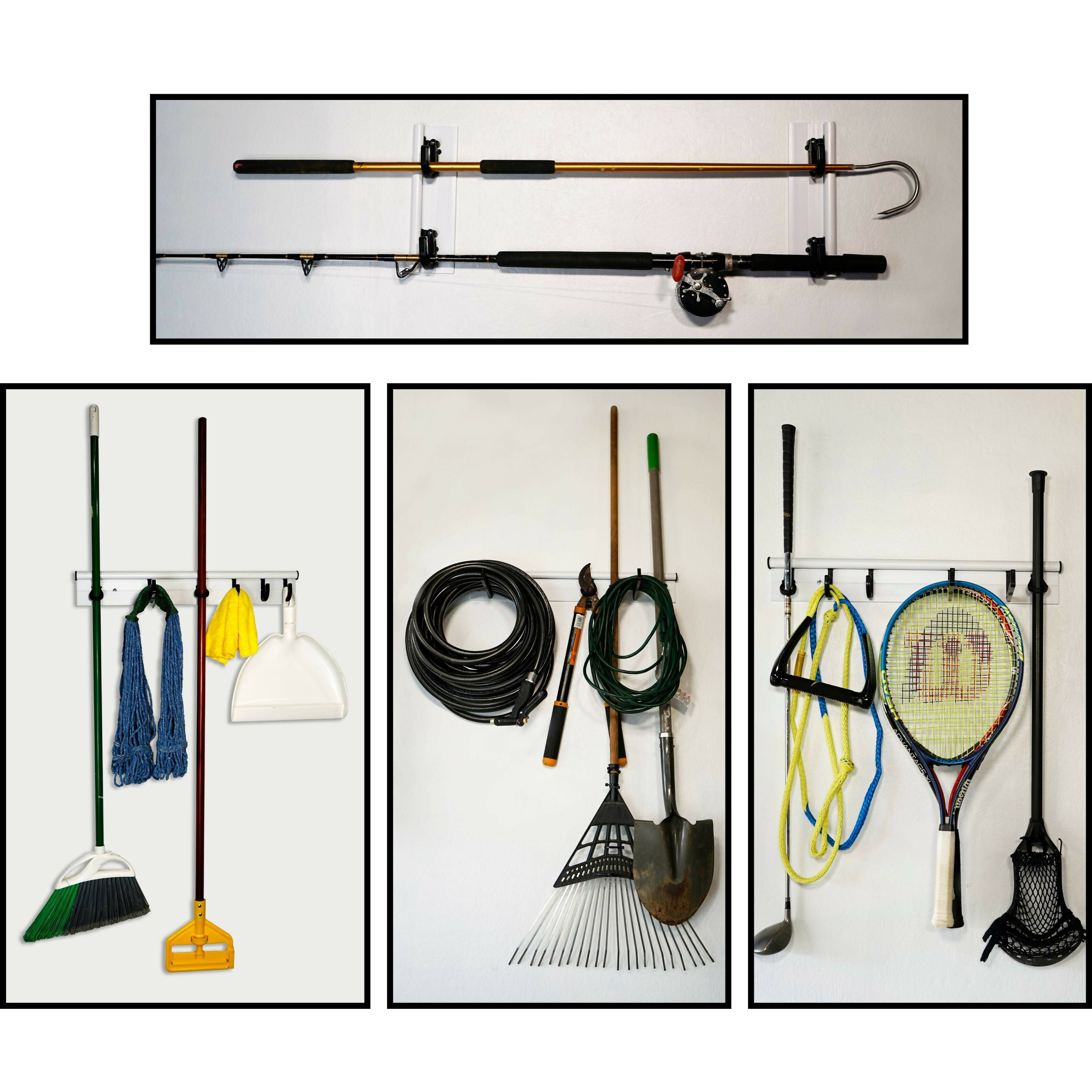 Hang It Simple Wall Mount Hanging Storage, Mops Brooms Garden Coats - Adjustable, Versatile 18”